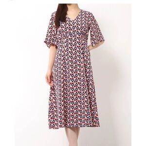 Molly bracken Geometric Patterned Dress - Red, Blue, Whiteb beige size XS